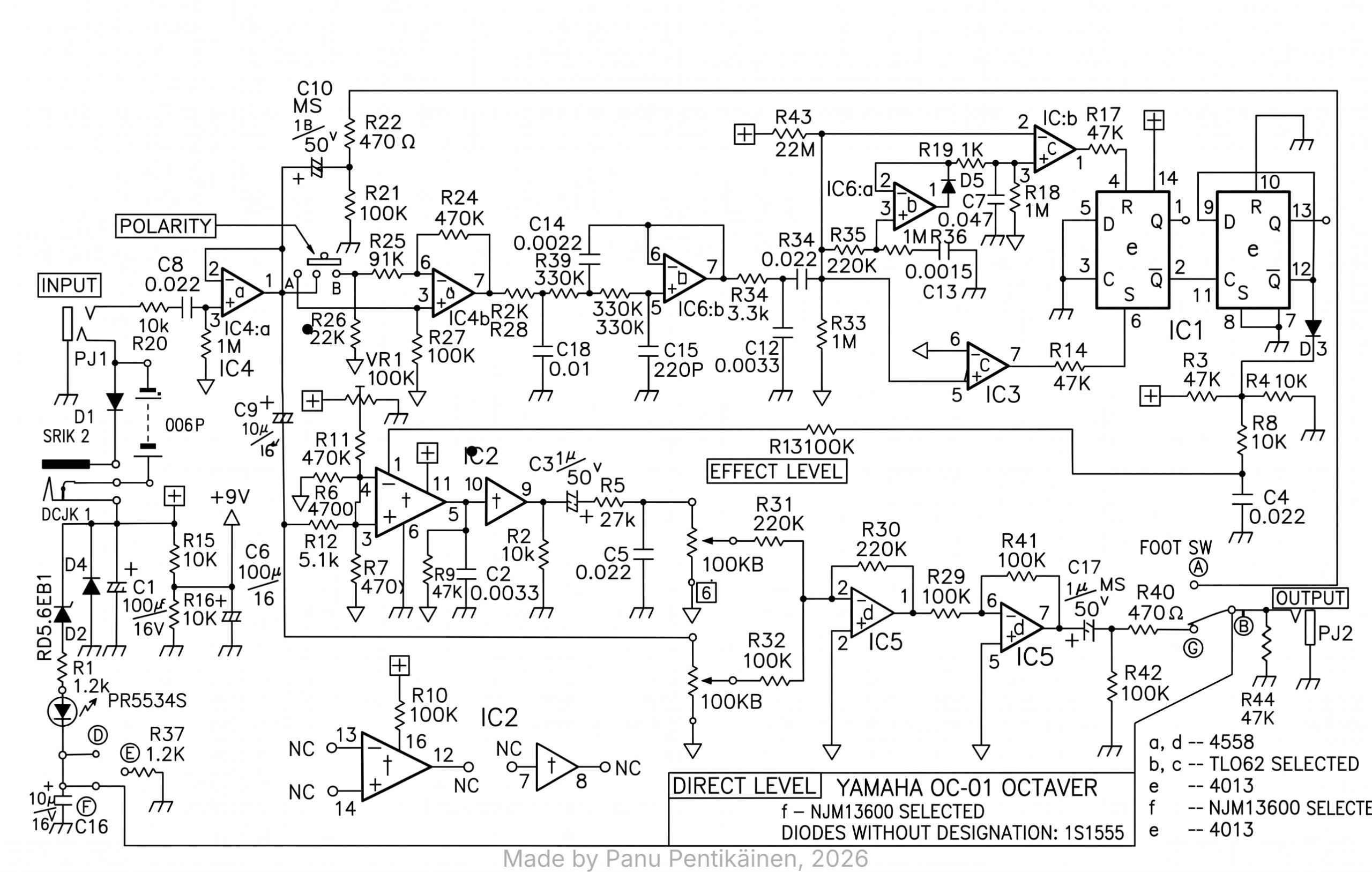 Yamaha OC.91 octaver schematic